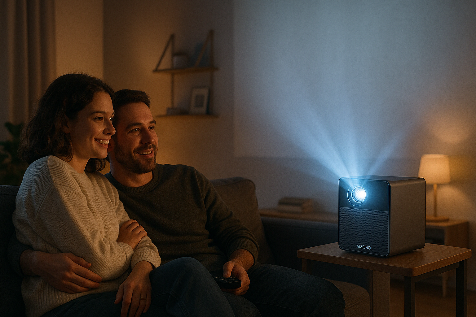 couple watching from vizoro projector